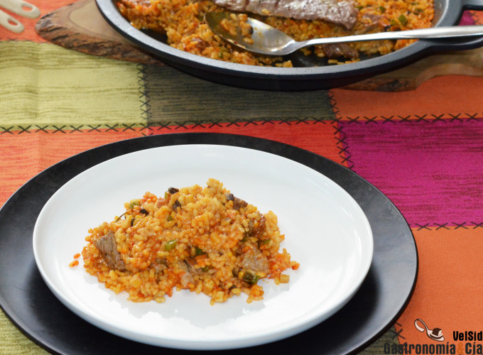 Arroz con presa de cerdo ibérico al romero