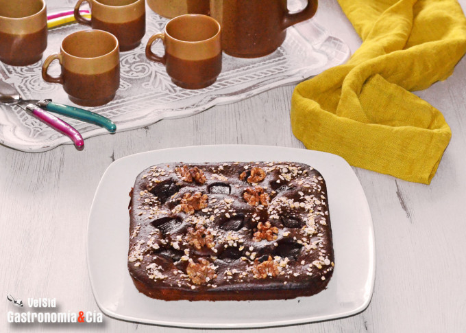 Bizcocho de plátano con chocolate y nueces (sin azúcar 