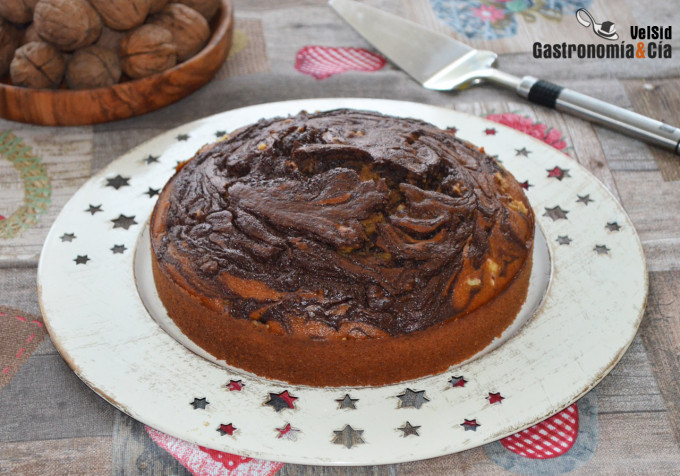 Bizcocho de calabaza, chocolate y nueces