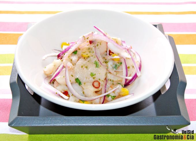 Receta de cebiche de vieiras y gambas