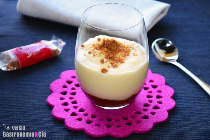 Natillas con toffee al whisky y galletas caramelizadas