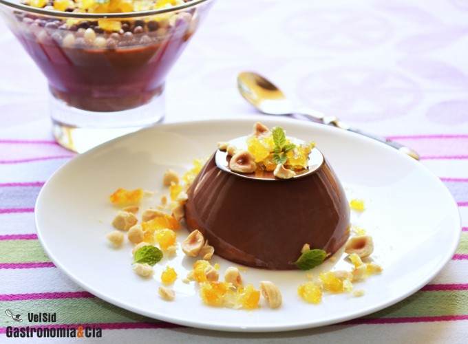 Panna Cotta de chocolate con naranja confitada