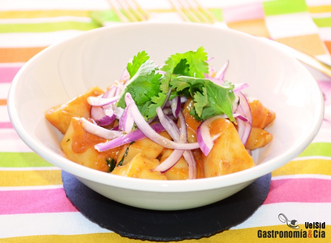 Sepia con jengibre y leche de coco