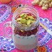 Avena, yogur, granada y pistachos