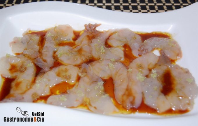 Carpaccio de langostinos