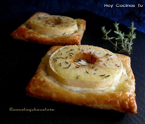 Hojaldre de manzana y queso de cabra