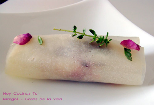 Canelón de Idiazábal con breva y jamón ibérico