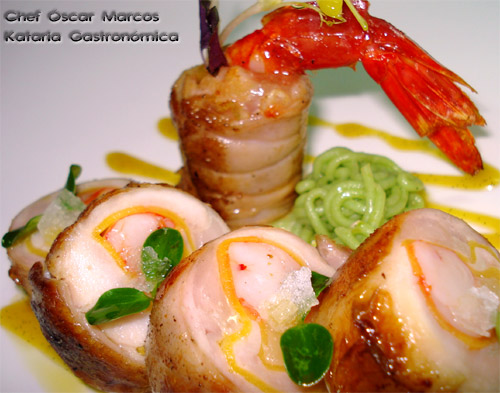 Maki de conejo, carabinero y mango