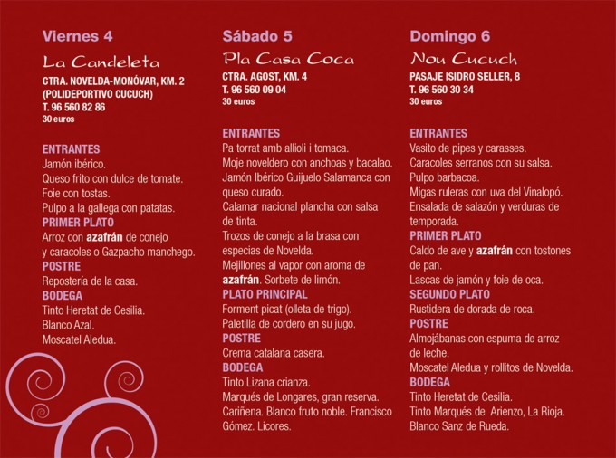 Menús degustación en restaurantes de Novelda