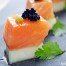 Salmón con melón, wasabi y huevas ahumadas