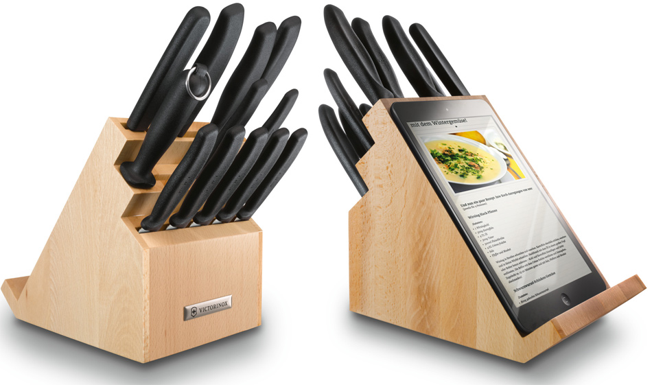 Bloque de cuchillos con soporte para tablet