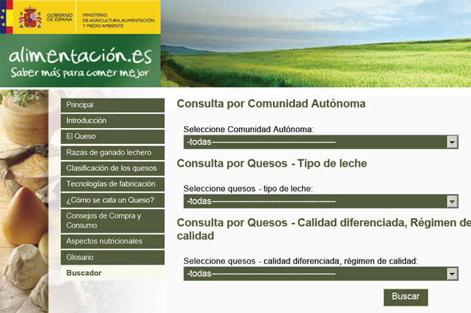 Base de datos de quesos de España