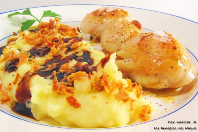 Vieiras con puré de patatas con 