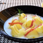Sopa de galets al romero, con jamón serrano y queso Roncal