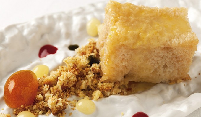 Torrijas de aceituna y choco con cococha de corvina y su piel de Xanty Elías Xanty Elías