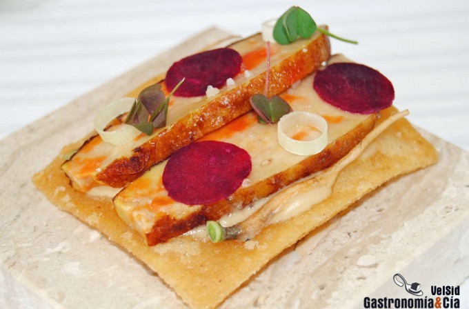 Hígado de rape con verduras emulsionadas y aciduladas de Paco Morales