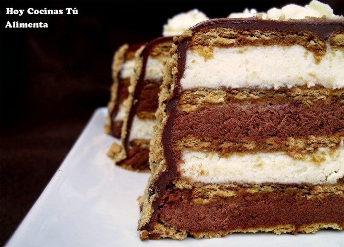 Hoy Cocinas Tú: Tarta de galletas dos chocolates Tarta de galletas