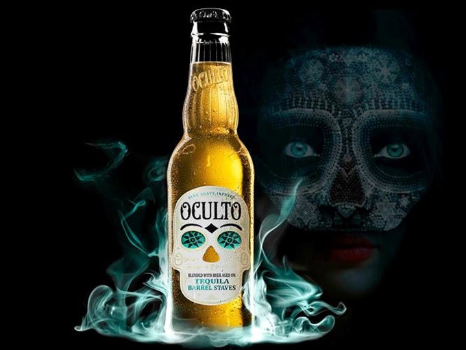 Cerveza Oculto con etiquetas inteligentes que se iluminan Cerveza Oculto con sabor a tequila
