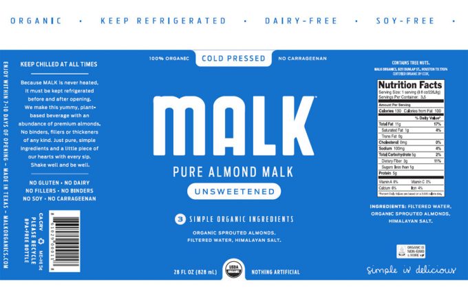 Bebidas vegetales MALK MALK Organics