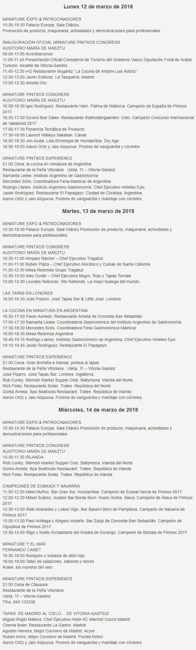 Congreso de Pinchos Miniature 2018