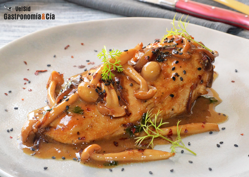 Pechuga de pollo en salsa de setas