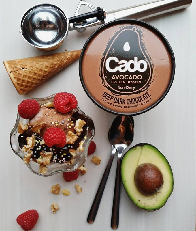 Cado, avocado dessert frozen Helados con base de aguacate