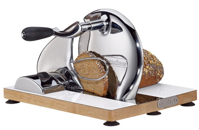 Cortadora o rebanadora de pan manual con diseño retro (tipo cortafiambres)