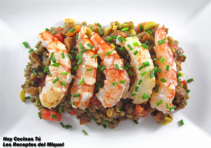 Lentejas con boletus y gamba arrocera Hoy Cocinas Tú