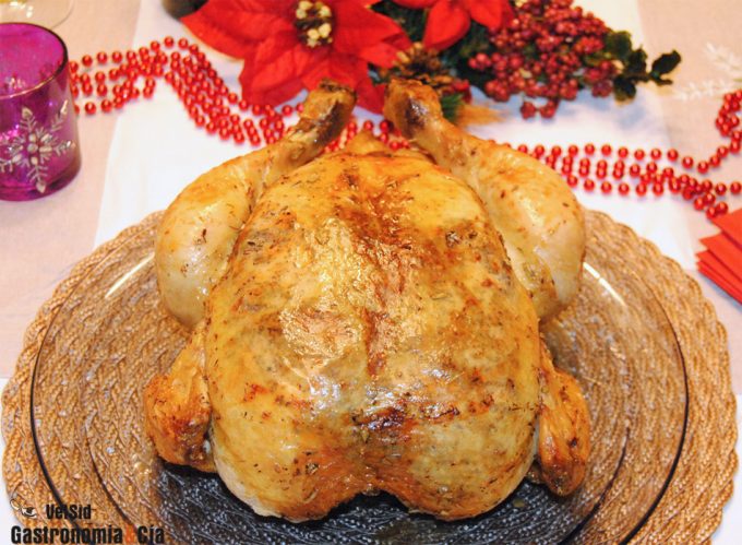 Pollo al horno para Navidad