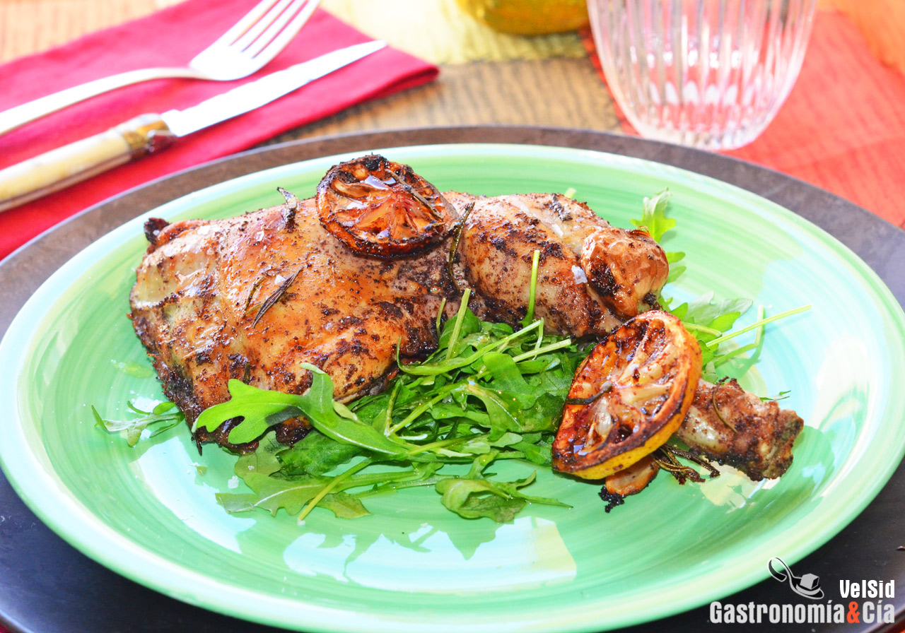 Pollo con zumaque, romero y limón. Receta en freidora de aire