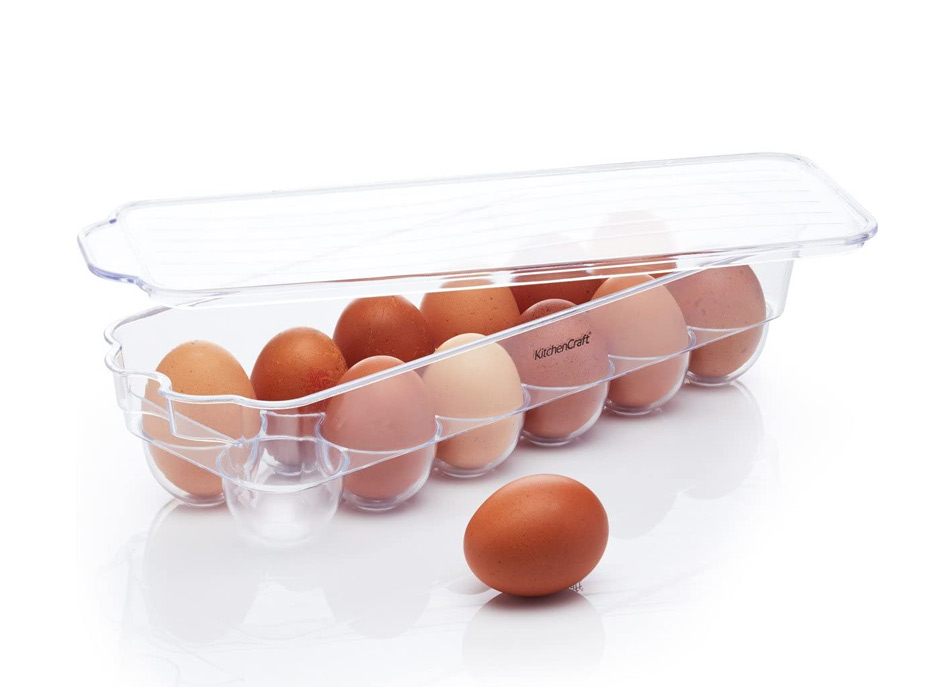 Huevera para frigorífico, para una docena de huevos instalados en la repisa  (en la puerta no se deben guardar)