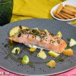 Salmón, manzana, jengibre y romero