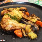 Pollo asado con verduras