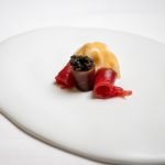 "Anchoa" de atún rojo, caviar, horchata y calabaza