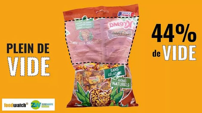 Sobreenvasado de los alimentos que engaña a los consumidores