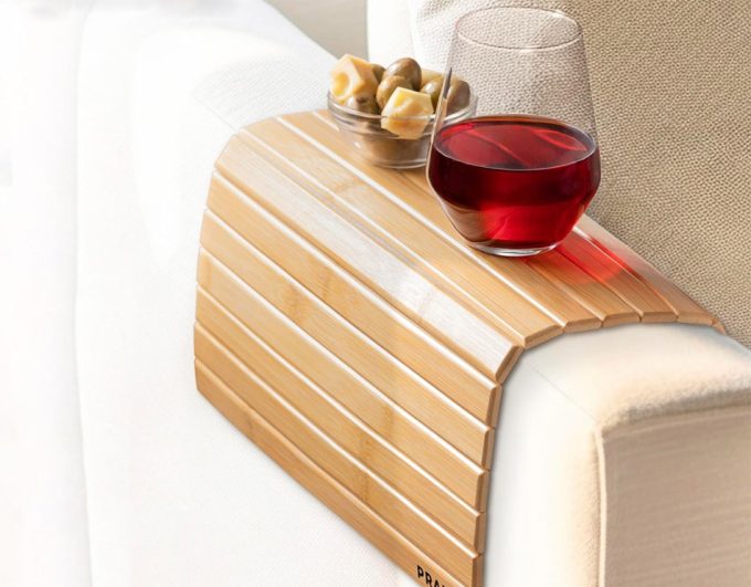 Bandeja flexible para el reposabrazos del sofá Bambú