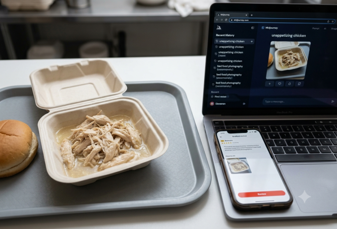 Pollo mal cocinado supuestamente gracias al fraude digital