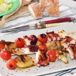 Brochetas de pulpo con setas