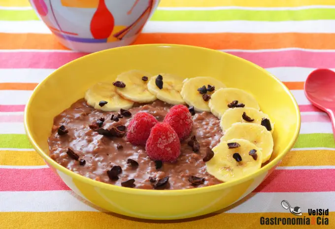 Gachas de avena con chocolate