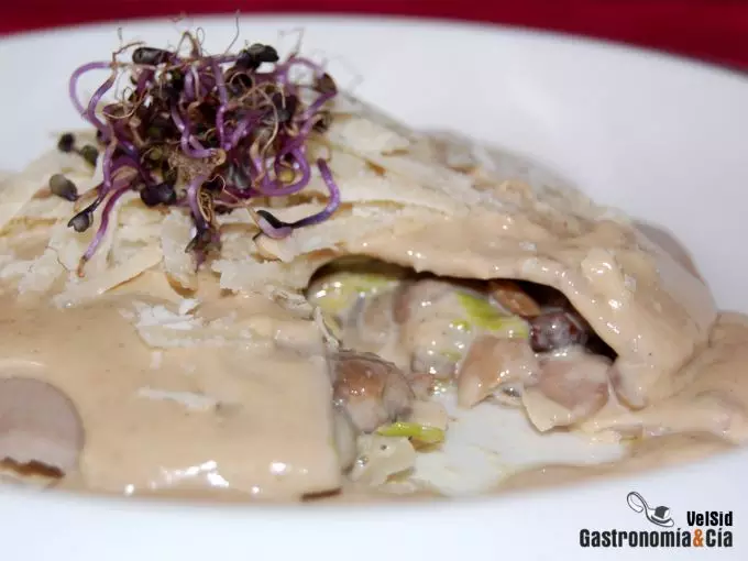 Ravioli de setas y su velouté